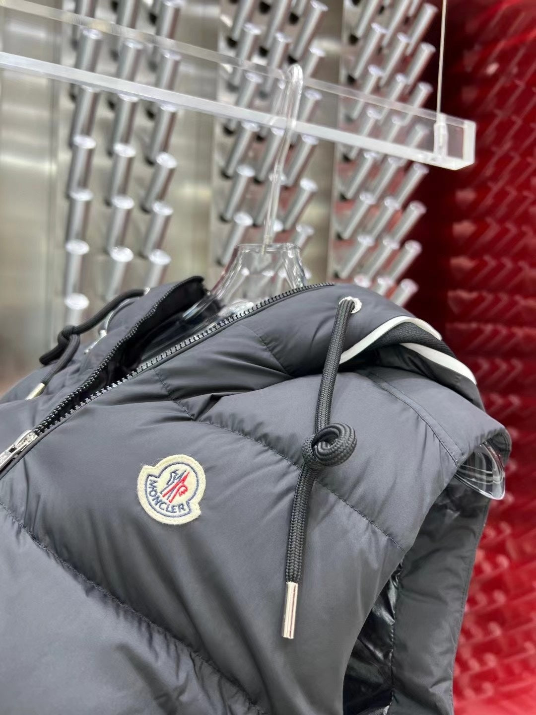 Moncler Charcoal Hooded Down Vest – Premium Insulated Sleeveless Jacket