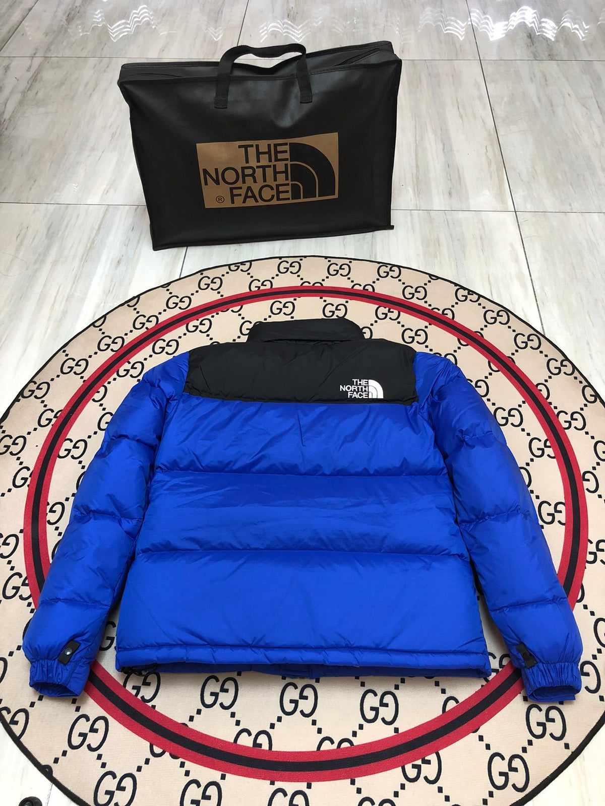 The North Face Blue & Black 700-Fill Nuptse Down Puffer Jacket