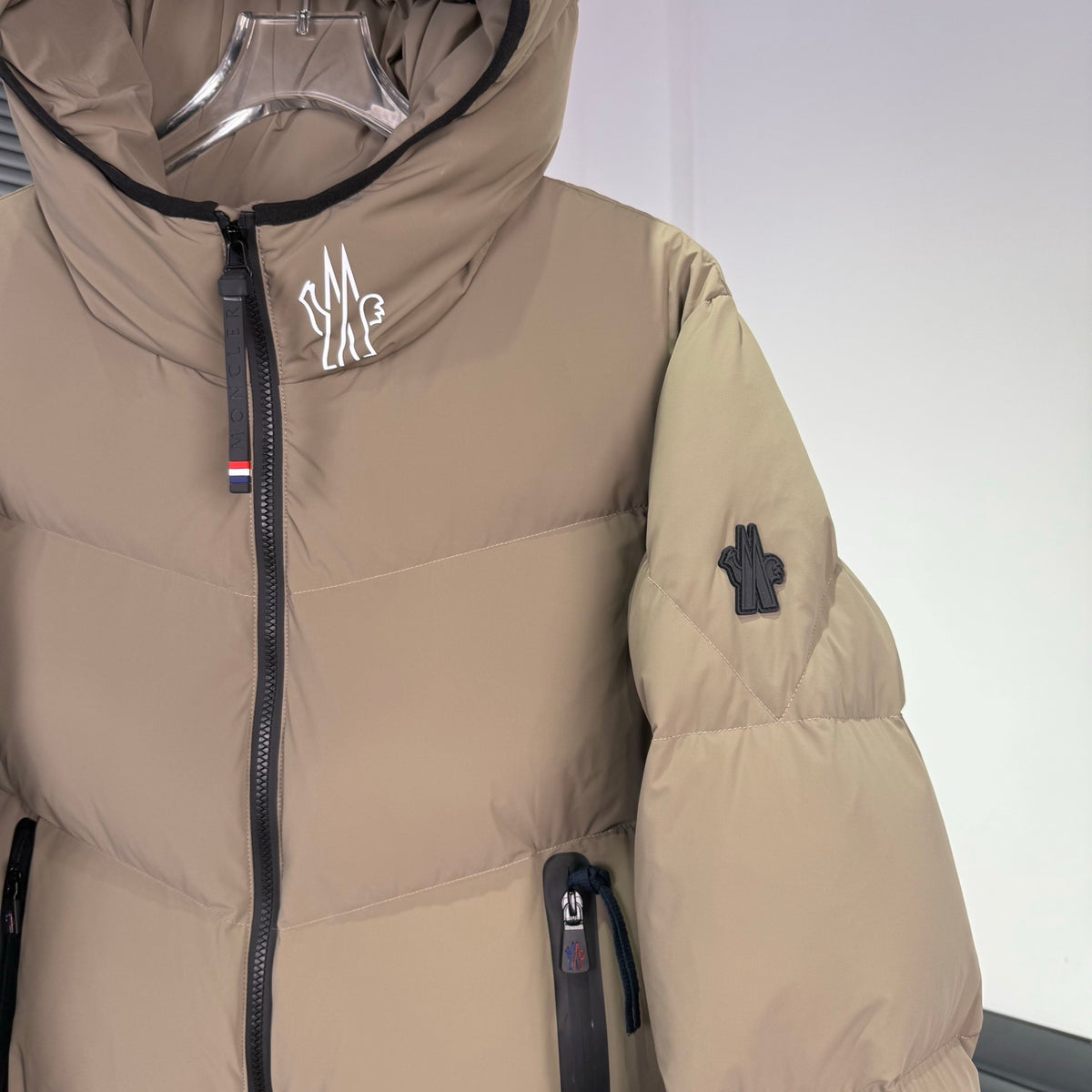 Moncler Khaki Hooded Down Puffer Jacket