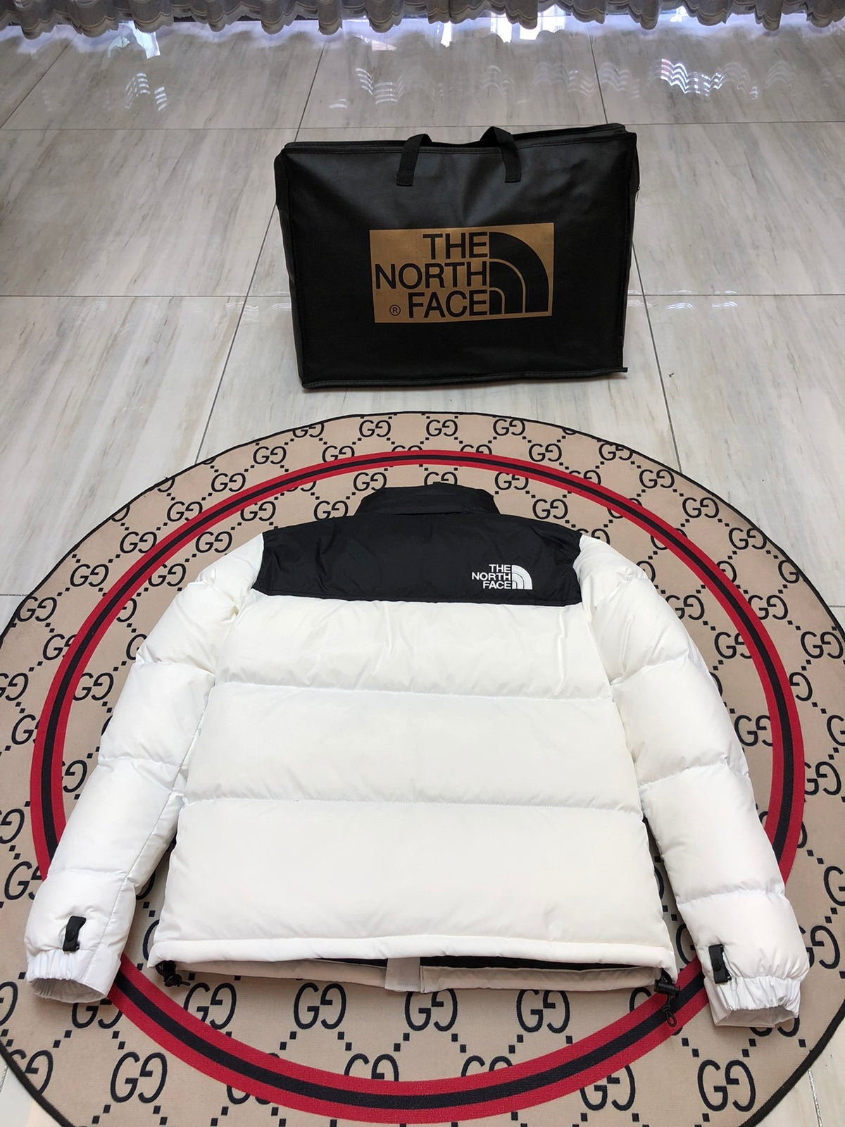 The North Face White 700-Fill Nuptse Down Puffer Jacket