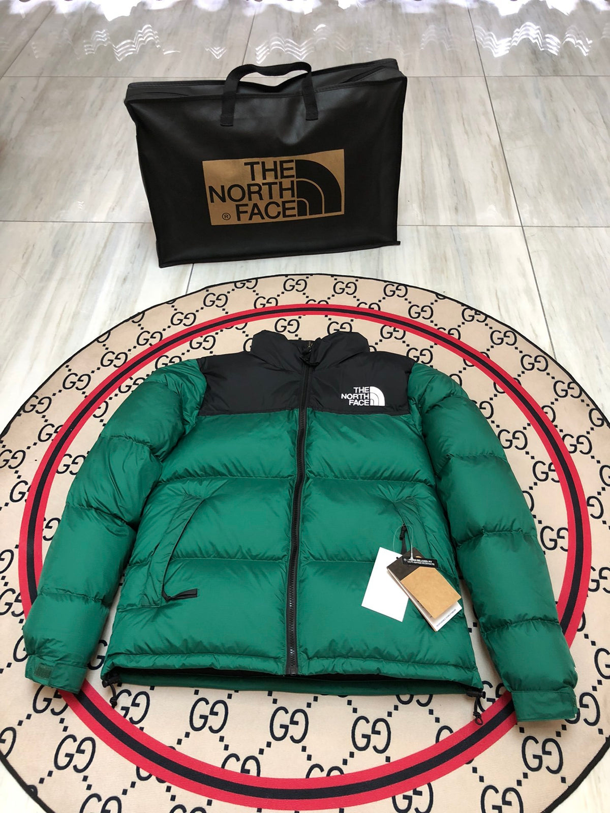 The North Face Green & Black 700-Fill Nuptse Down Puffer Jacket