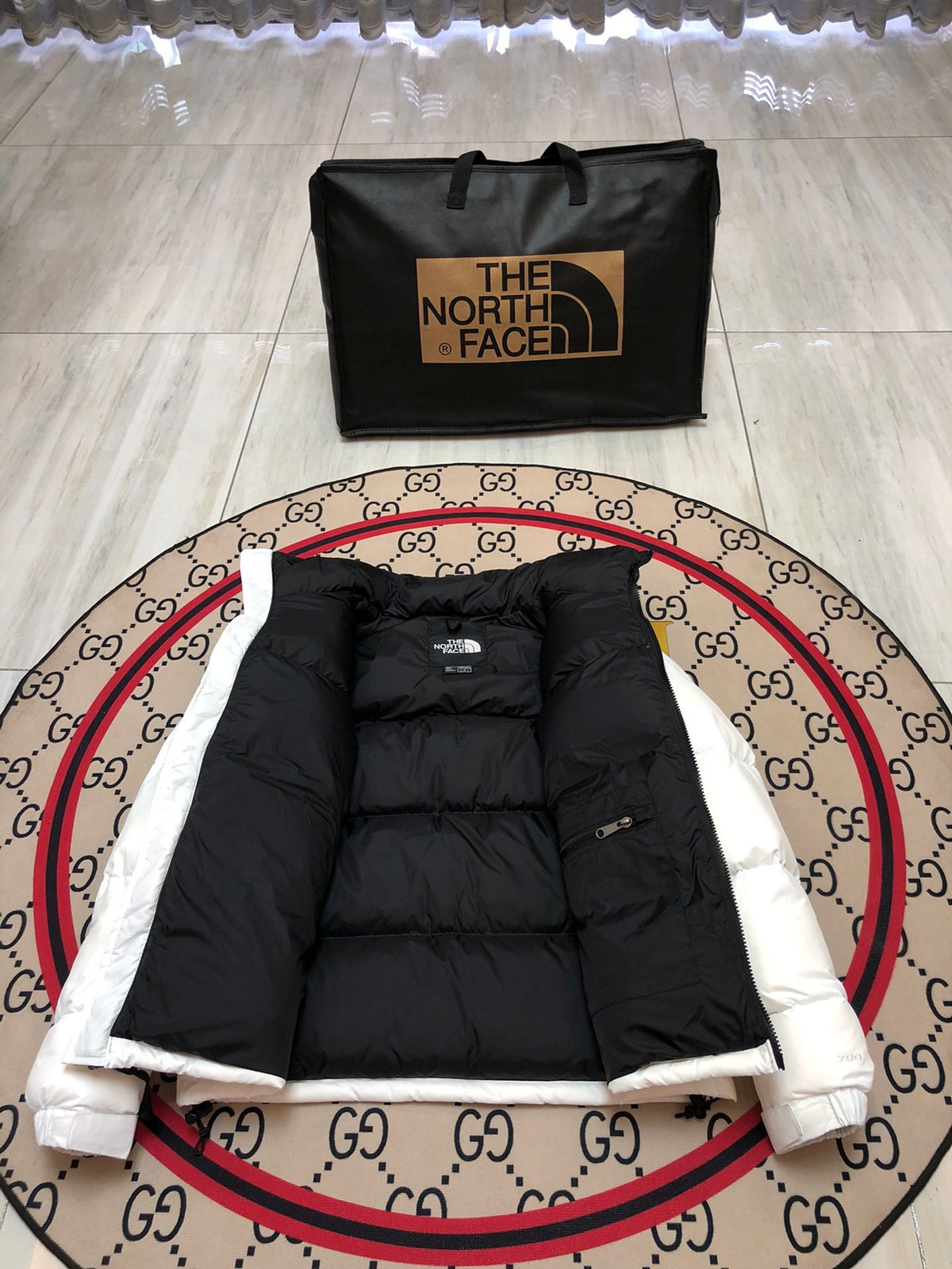 The North Face White 700-Fill Nuptse Down Puffer Jacket