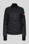 Canada Goose Black Women's Slim Down Bomber – Channel Quilted Ribbed Collar Arctic Program Badge Canadian Outerwear