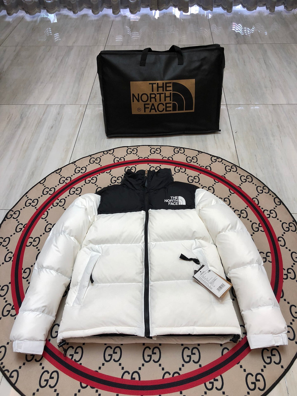 The North Face White 700-Fill Nuptse Down Puffer Jacket