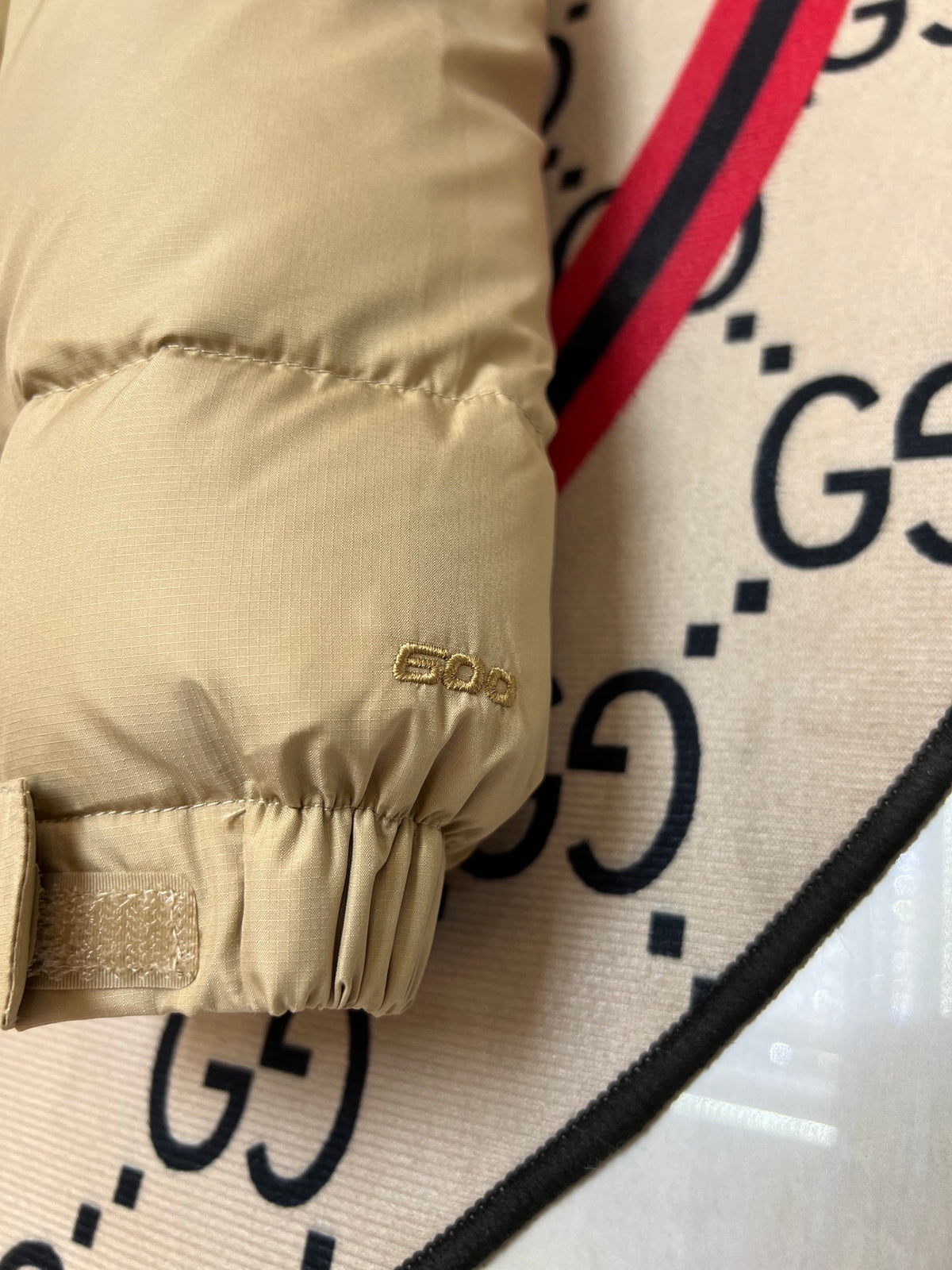 The North Face Cream & Tan 700-Fill Nuptse Down Puffer Jacket