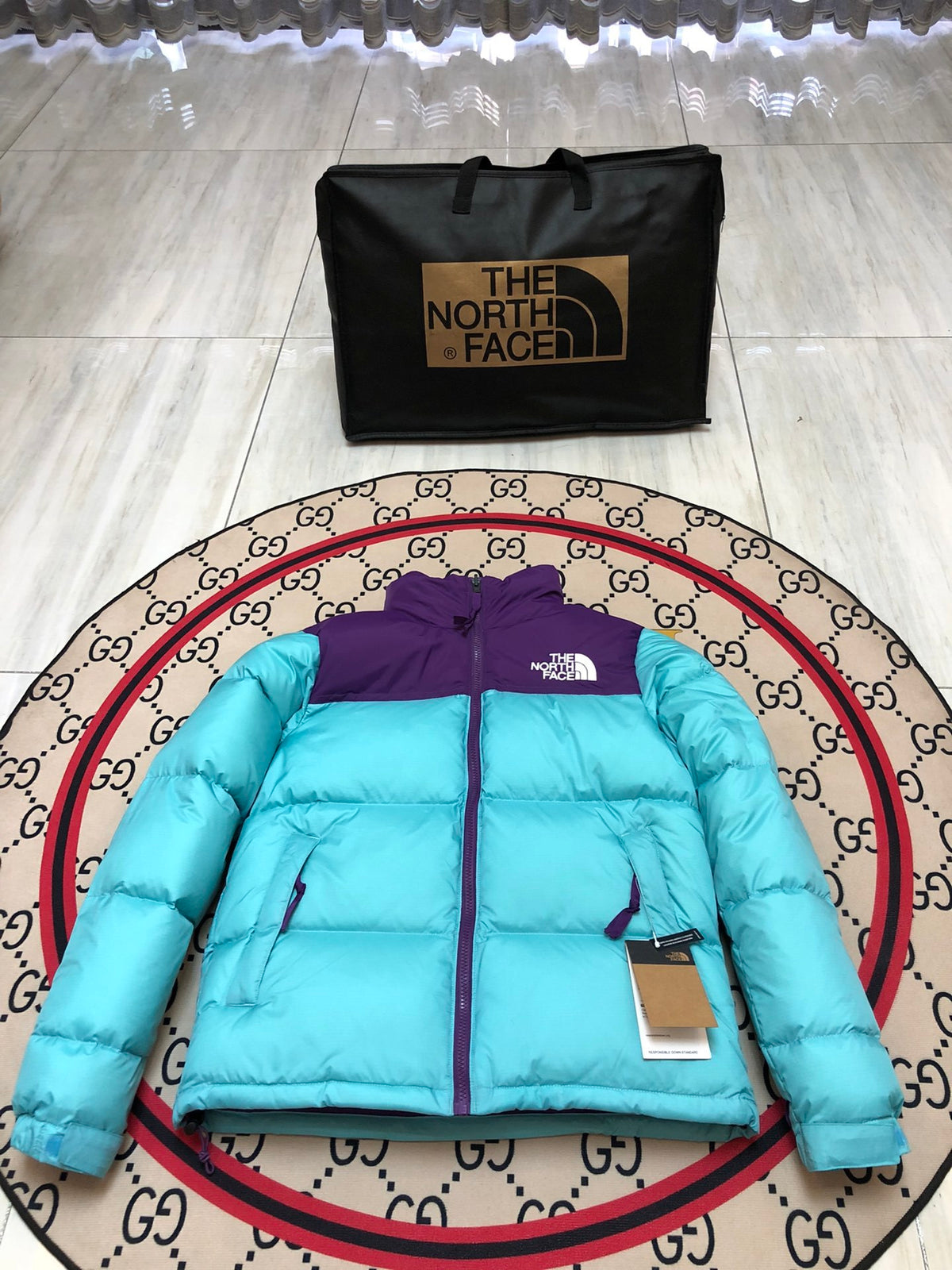 The North Face Teal Blue 700-Fill Nuptse Down Puffer Jacket