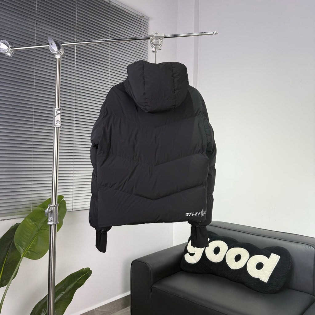 Moncler Graphic-Detail Black Hooded Puffer Jacket