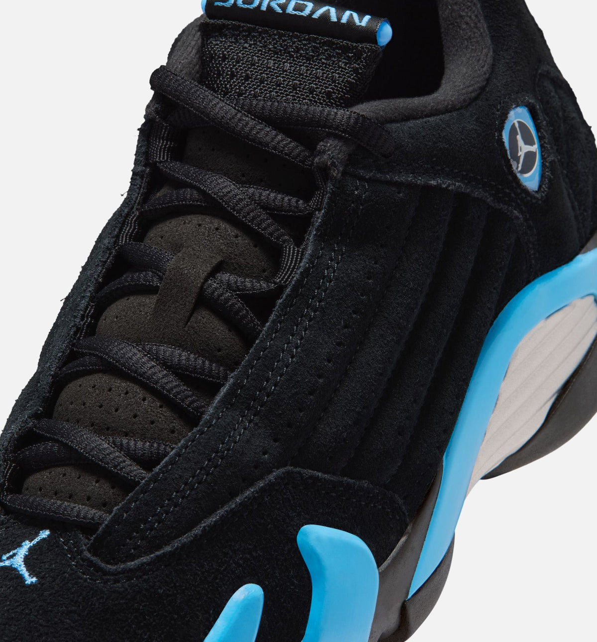 Air Jordan 14 Retro Black and University Blue Big Kids' Sneakers - Black/White/University Blue