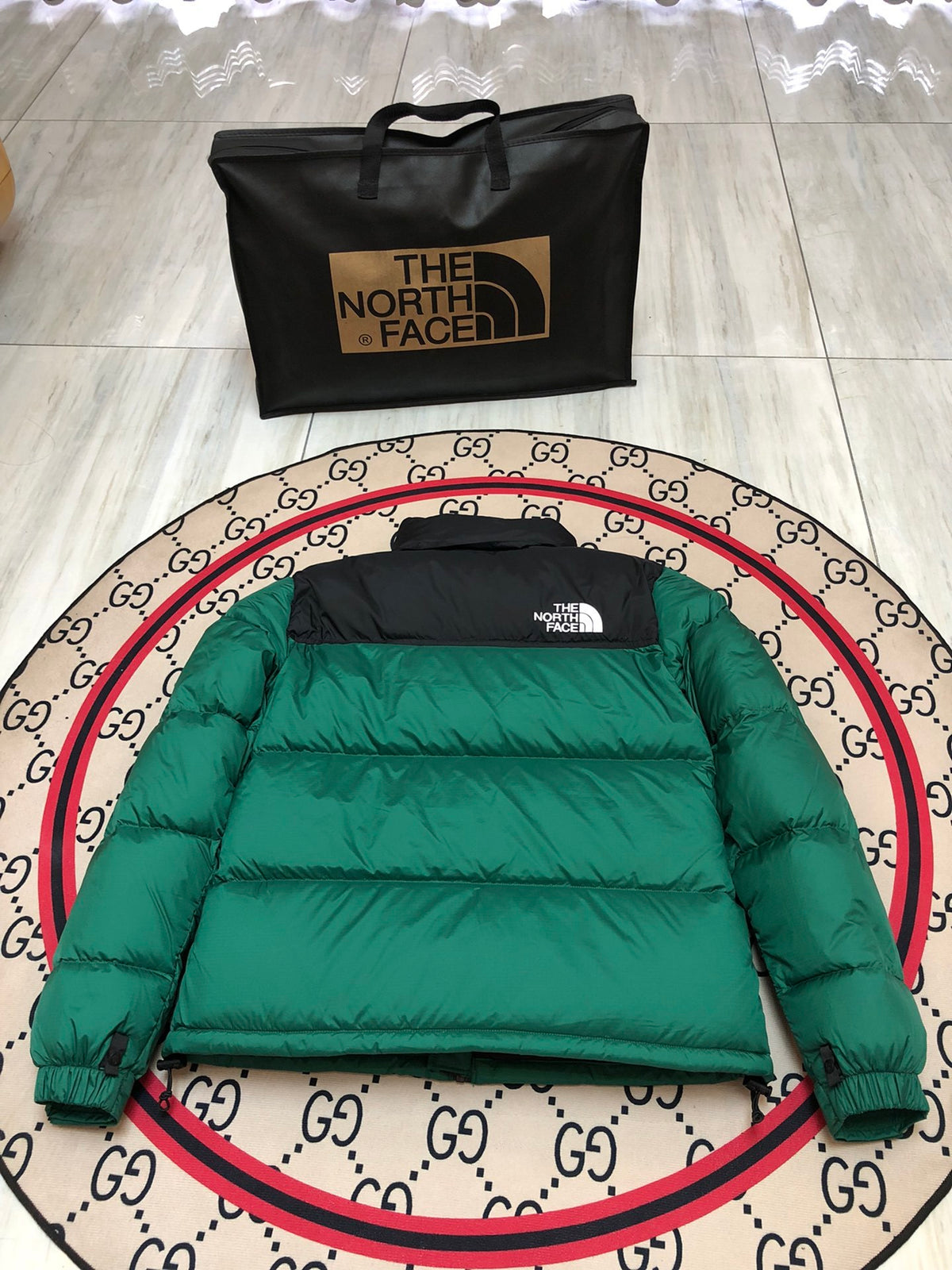 The North Face Green & Black 700-Fill Nuptse Down Puffer Jacket