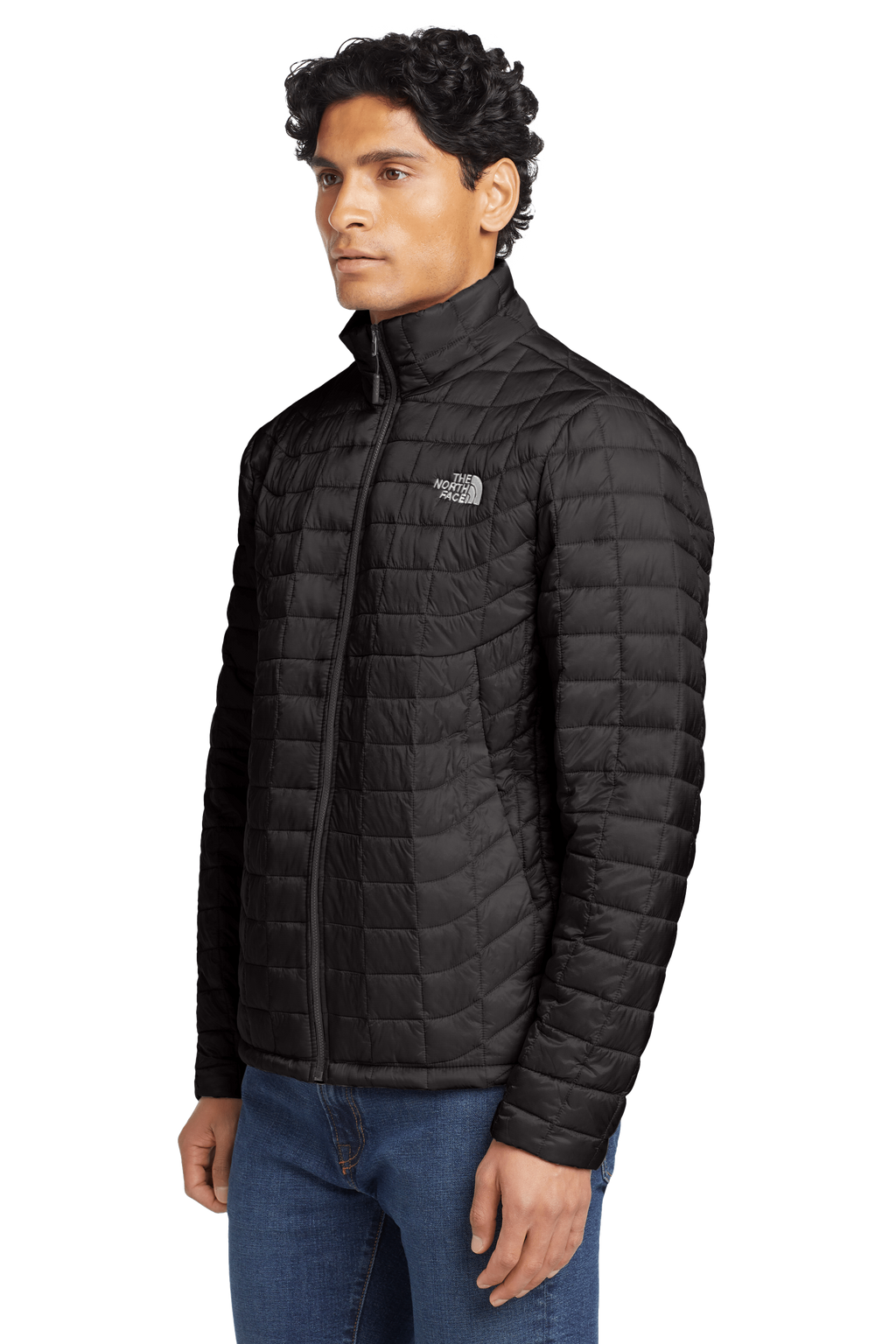 The North Face Black ThermoBall Eco Jacket – Micro Box Quilt Slim Fit Stand Collar Packable Synthetic Insulation TNF Logo The North Face Outerwear