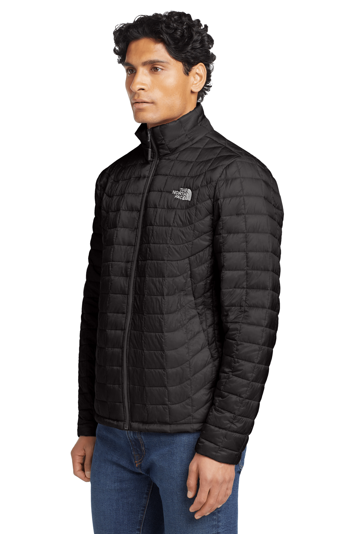 The North Face Black ThermoBall Eco Jacket – Micro Box Quilt Slim Fit Stand Collar Packable Synthetic Insulation TNF Logo The North Face Outerwear