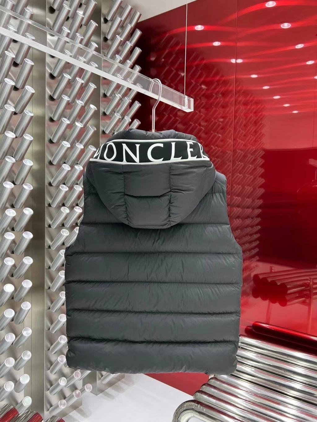 Moncler Charcoal Hooded Down Vest – Premium Insulated Sleeveless Jacket