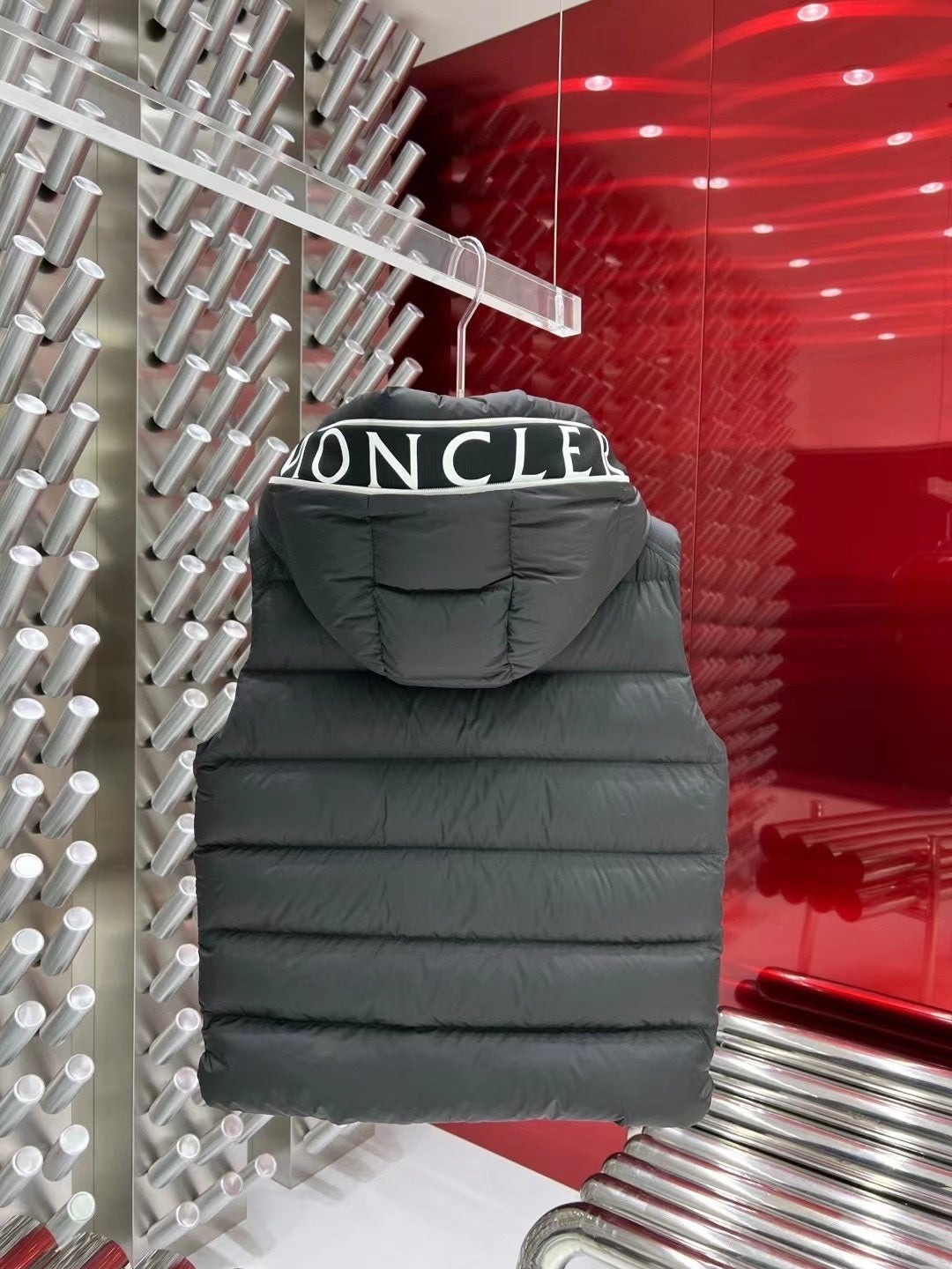 Moncler Charcoal Hooded Down Vest – Premium Insulated Sleeveless Jacket