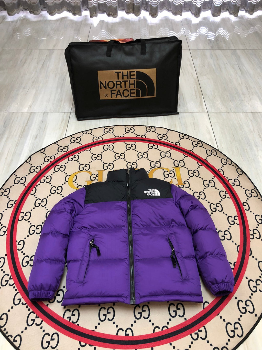 The North Face Purple & Black 700-Fill Nuptse Down Puffer Jacket