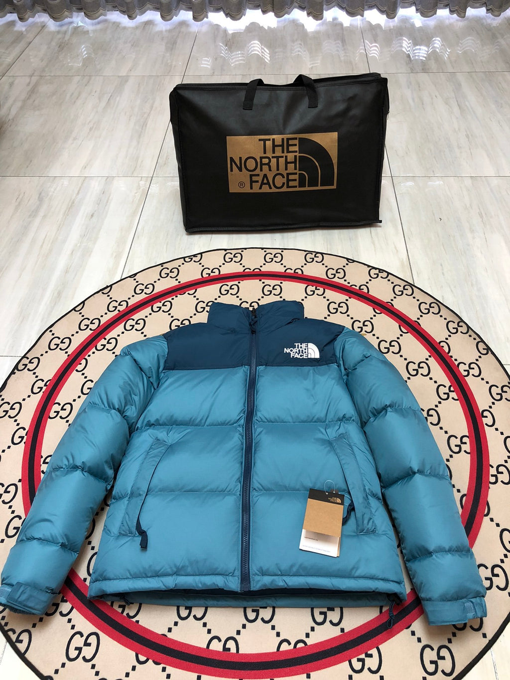 The North Face Teal Blue 700-Fill Nuptse Down Puffer Jacket