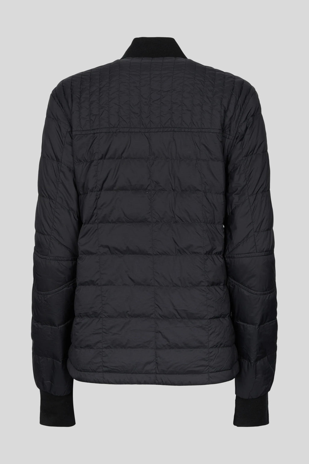 Canada Goose Black Women's Slim Down Bomber – Channel Quilted Ribbed Collar Arctic Program Badge Canadian Outerwear