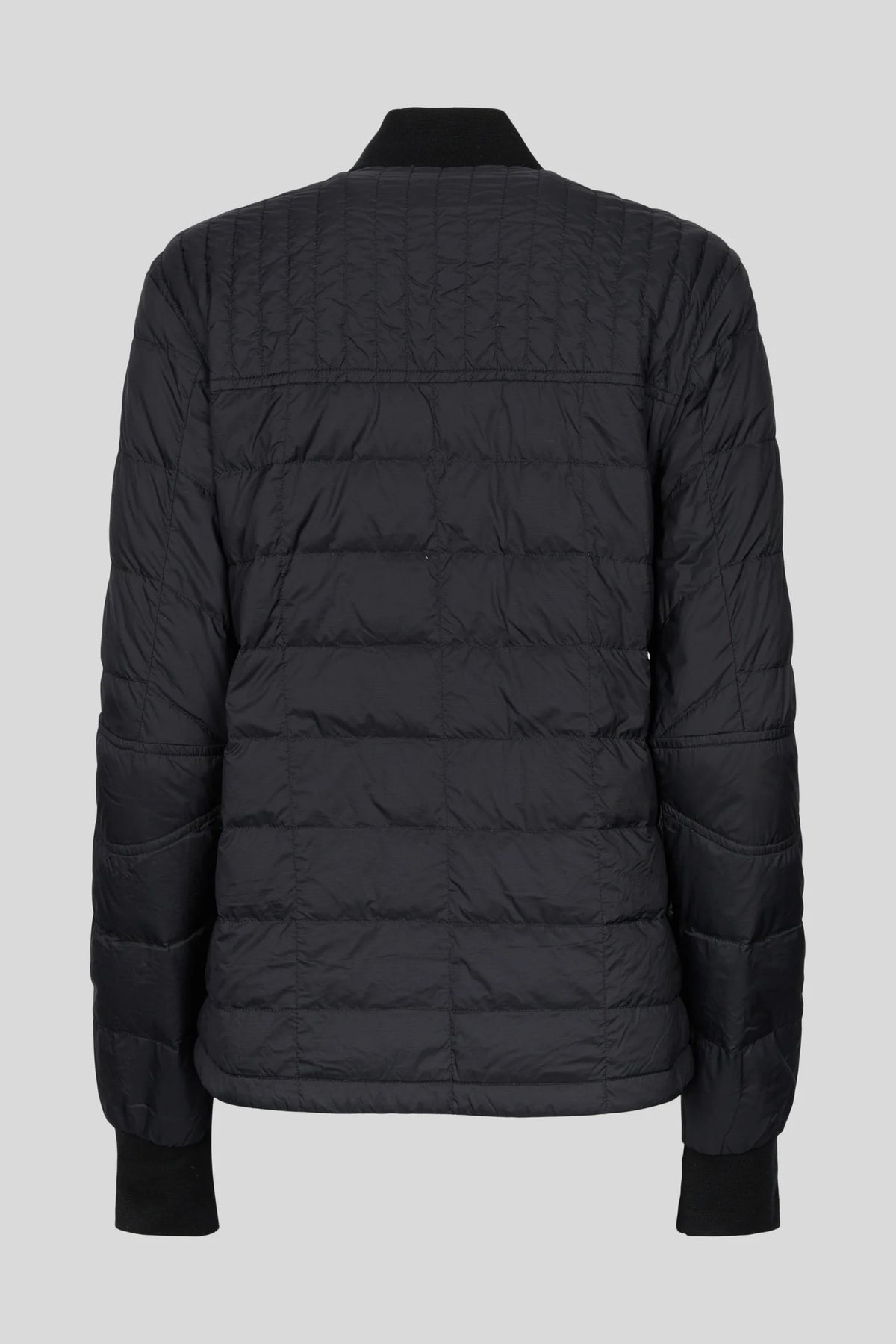 Canada Goose Black Women's Slim Down Bomber – Channel Quilted Ribbed Collar Arctic Program Badge Canadian Outerwear