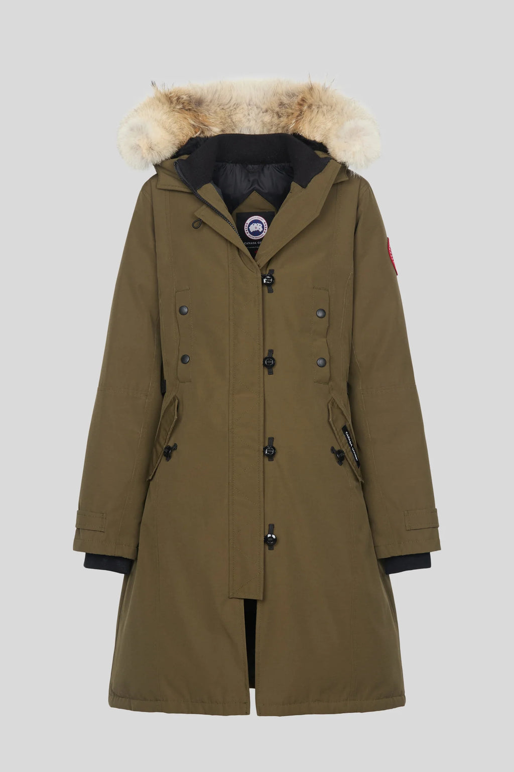 Canada Goose Military Green Rossclair Parka – Coyote Fur Hood Fitted Silhouette Canadian Outerwear