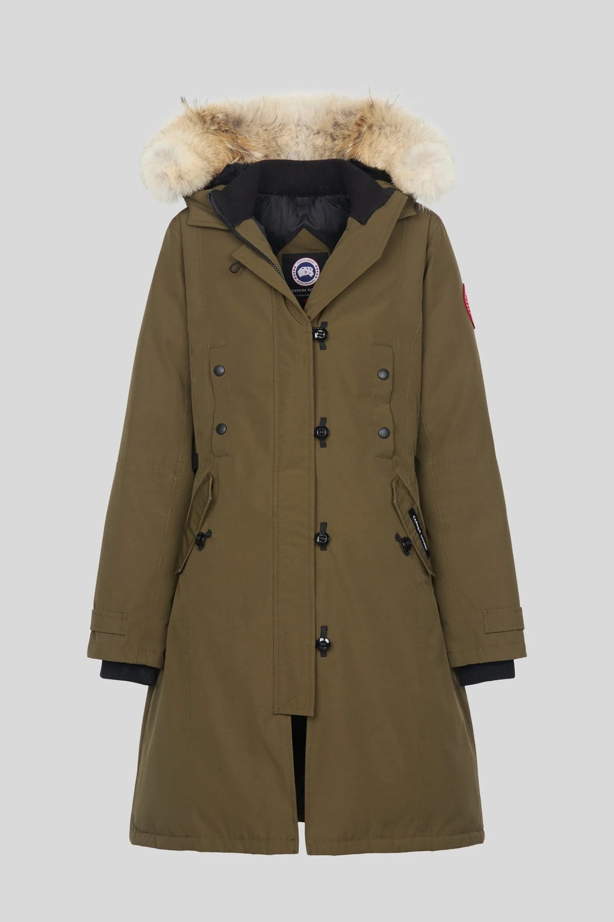 Canada Goose Military Green Rossclair Parka – Coyote Fur Hood Fitted Silhouette Canadian Outerwear